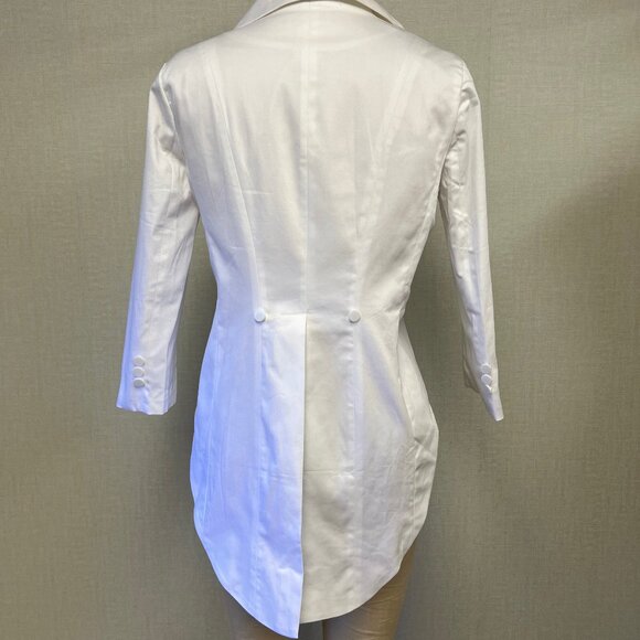 NWT Deadstock 2000s Tuxedo Style Tails White Open Jacket Coat - Picture 3 of 3